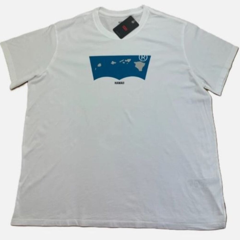 Levi's Hawaii Logo Standard Fit T-Shirt Tee Men's Size XXL 100% Cotton White New